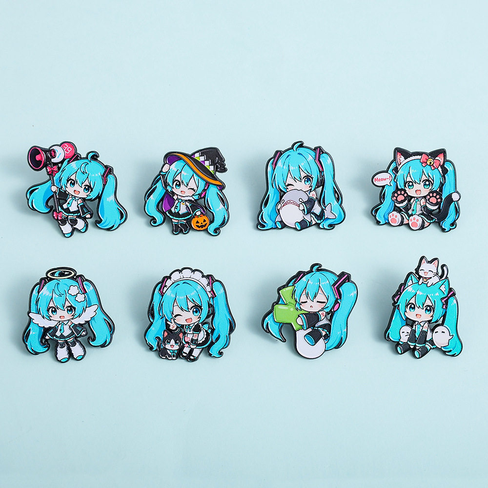 可爱卡通创意初音未来金属徽章虚拟歌姬美少女合金胸针配饰胸章