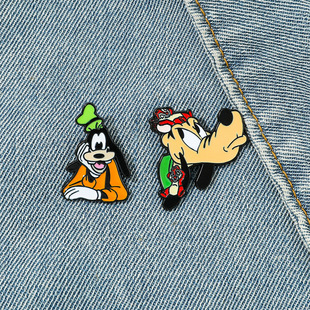 动画角色金属徽章勇敢小狗狗高飞合金滴油胸针配饰品别针衣服帽子