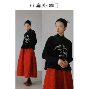 探春令 珠绣丝绒马甲 提花半身裙 松 CERFMIA小鹿弥雅