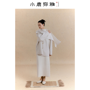 小鹿弥雅《云起》系列简约大气浣熊绒加厚针织套装秋冬