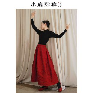 新中式 招财小红裙 红色提花半身红裙拜年服 探春令 小鹿弥雅