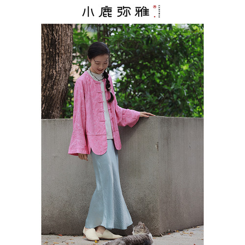醋酸开叉半身裙小鹿弥雅清新百搭