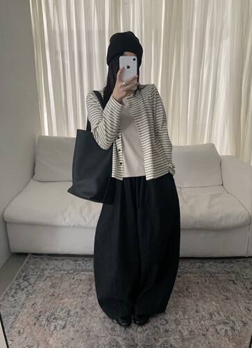 H-XL66716秋冬韩系简约气球裤女高腰宽松通勤风弯刀裤阔腿休闲裤