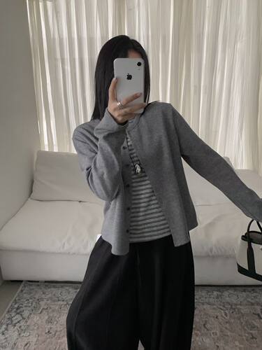HXL韩系假两件开衫上衣女秋冬新款修身百搭宽松开衫外套女拼接111
