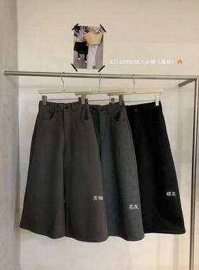 H-XL82165 秋冬新款加绒八分裤休闲裤女宽松显瘦羊绒阔腿长裤女