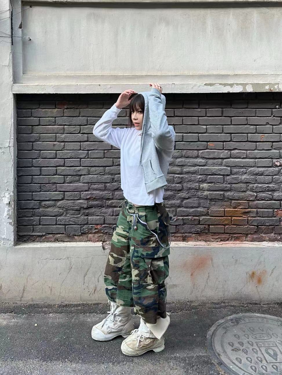 cartikanye同款美式迷彩七分裤