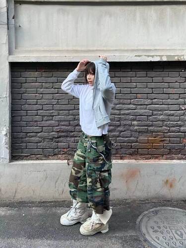 cartikanye同款美式迷彩七分裤