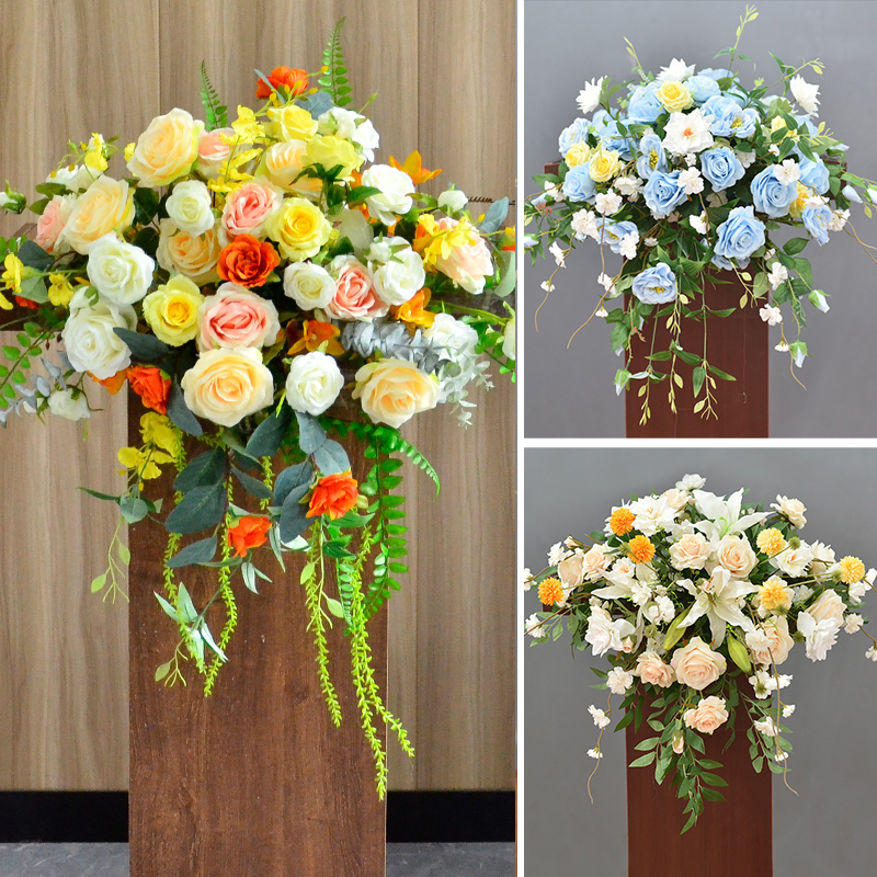 学校开学典礼教室老师讲课桌讲台花商务仿真花会议桌假花前台布置