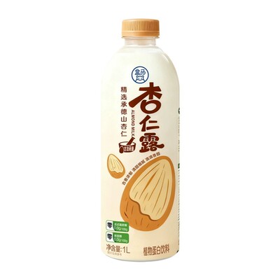盒马超市代购杏仁露(无糖)1L植物蛋白饮料 咖啡伴侣饮品 古法研磨