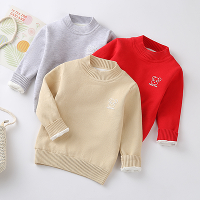 秋装圆领套头加绒加厚儿童毛衣