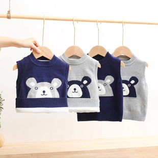 儿童马甲春秋宝宝薄款针织毛衣背心秋冬男童女童加绒加厚套头马夹