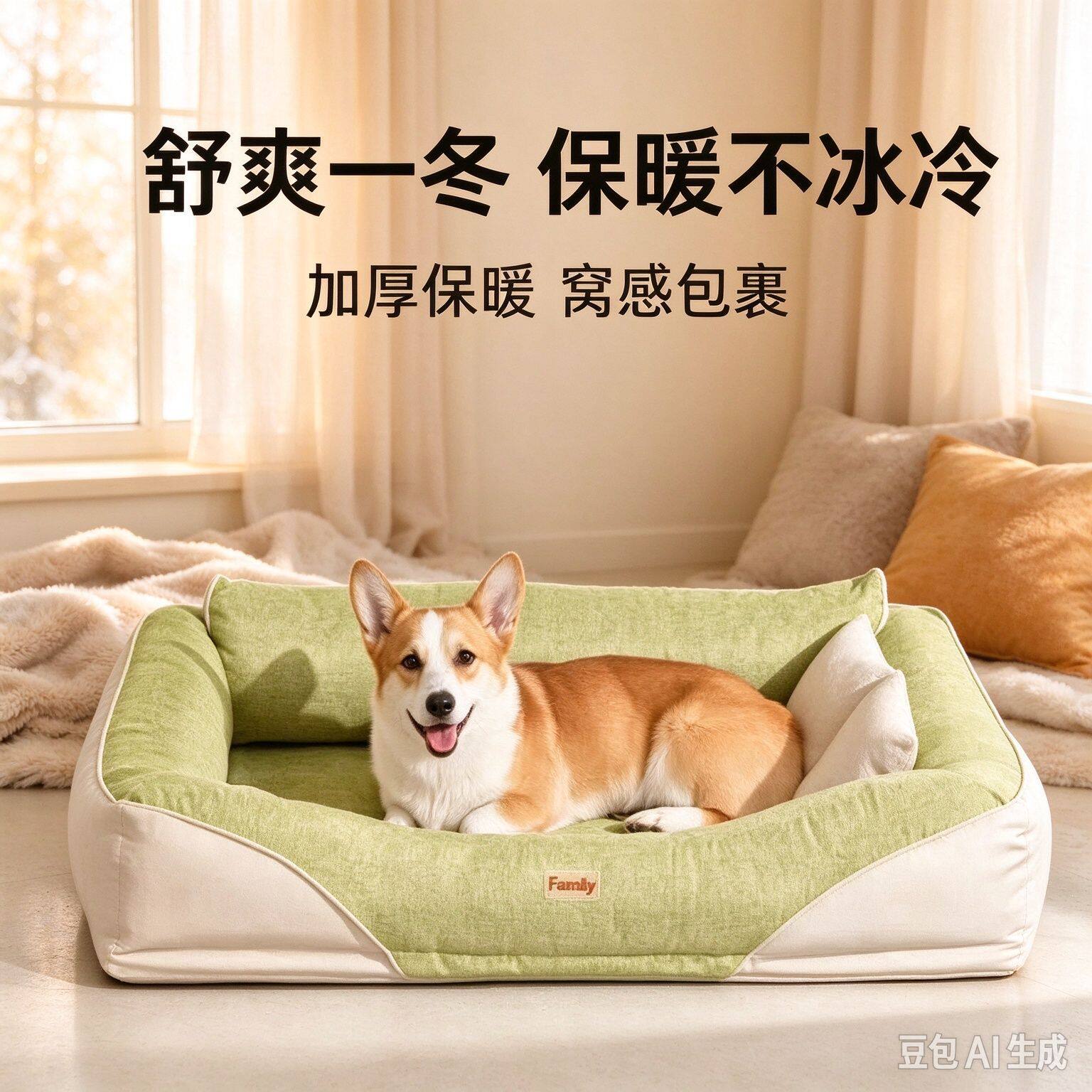 四季双枕护脊护颈可拆洗沙发狗窝