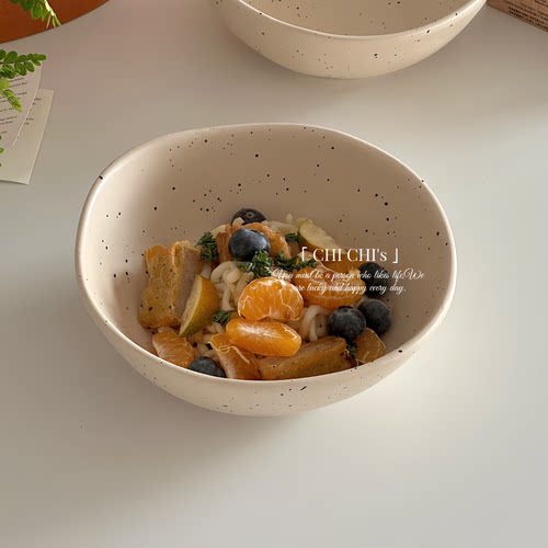 侘寂风泼墨陶瓷碗家用甜品碗