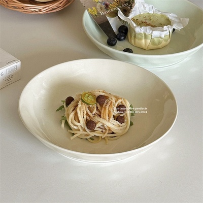 纯色简约手捏纹奶油风盘