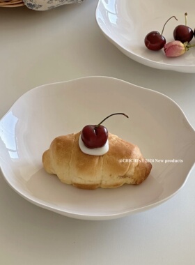 ins简约白色花边深盘家庭简约实用耐高温陶瓷汤盘水果沙拉碗