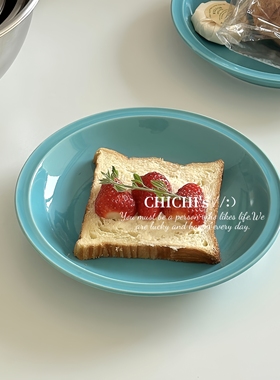 ins风简约蓝色陶瓷餐具菜盘家用高级感甜品盘碗美拉德色系盘盘