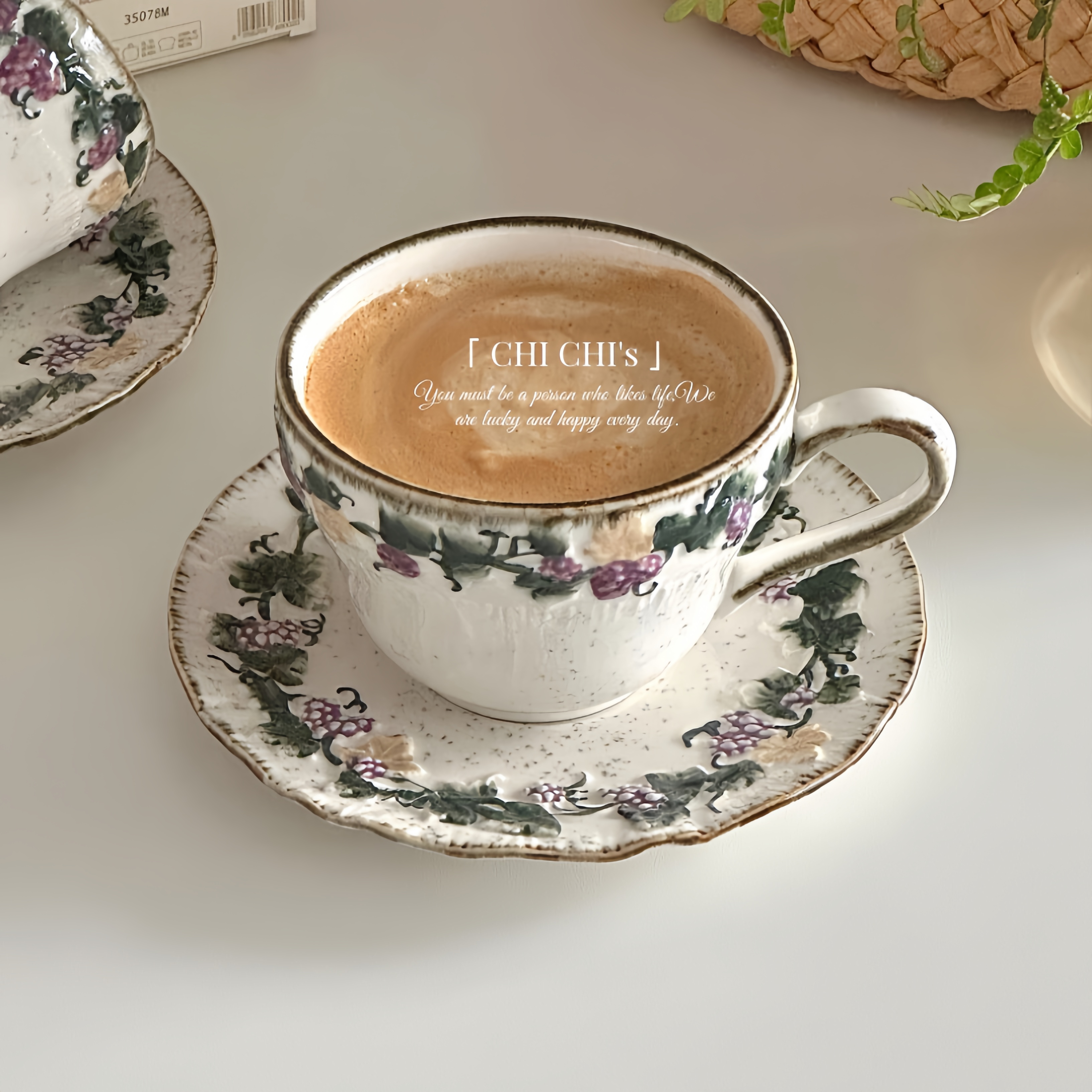 复古田园风陶瓷咖啡杯碟套装浮雕花卉家用下午茶咖啡杯碟,餐饮具,咖啡杯,淘宝优惠券,粉丝福利购,淘宝优惠卷