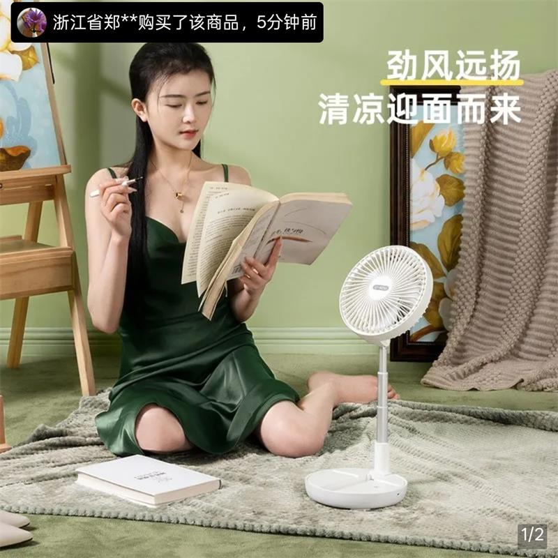 德国品质折叠可伸缩风扇欢妮2025新款充电风扇家用静音小型落地扇