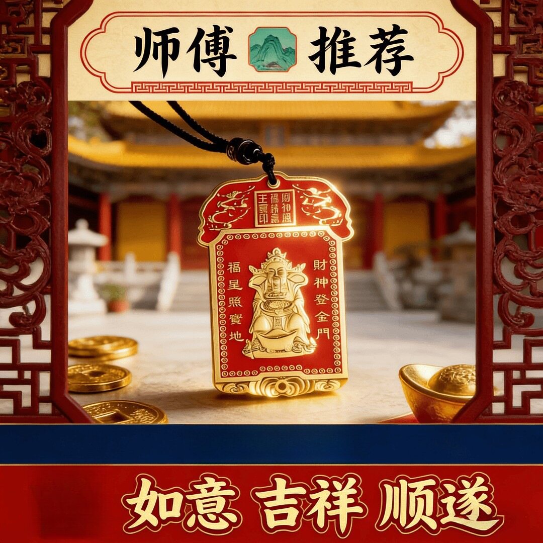 财神爷黄铜吊坠招财进宝挂件