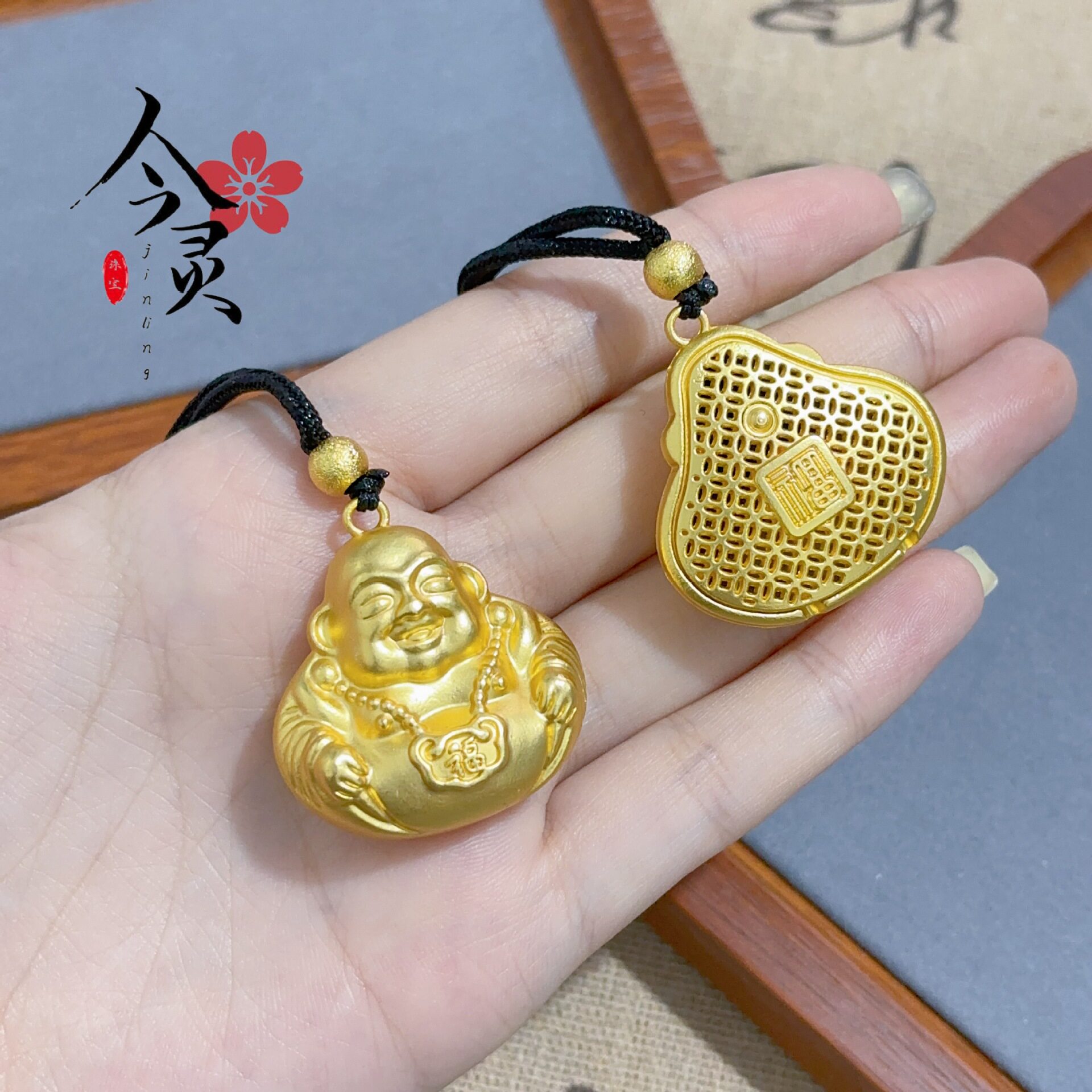 和峻起量黄铜弥勒佛吊坠男女项链