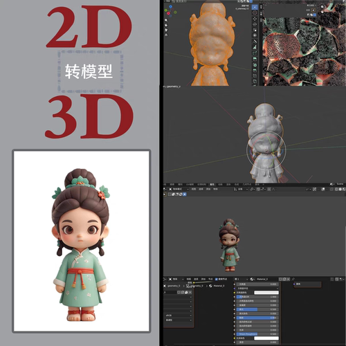 2D转3DAI插画建模定制代做模型文