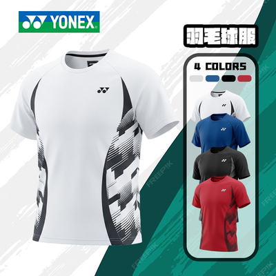 YONEX/尤尼克斯羽毛球服速干透气T恤文化衫运动短袖几何色块-2984