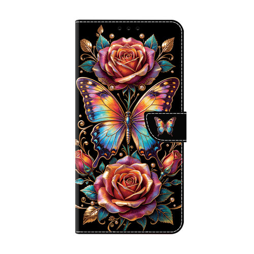 蝶舞玫瑰适用GalaxyS26ultra/S25FE手机壳翻盖三星S24/S23u/S22plus/S21+/S20FE皮套S25edge防摔插卡保护帆盖