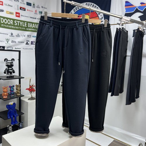 冬季加绒加厚保暖直筒男士卫裤