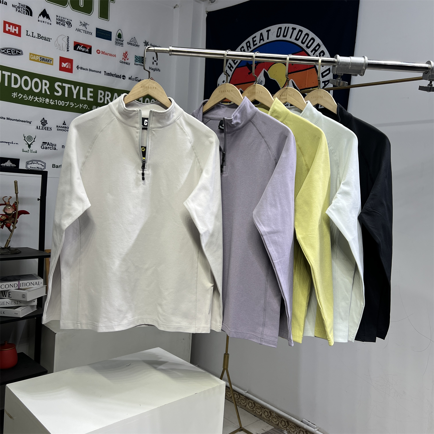 吸湿速干透气科技自发热男士户外运动内搭套头半拉链一体绒抓绒衣