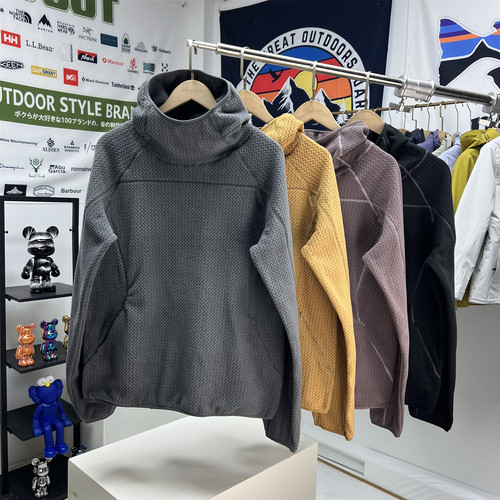 波浪纹抓绒男女同款卫衣帽衫