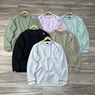 吸湿透气速干功能3D立裁撞色明线男女通用户外内搭中间层套头卫衣