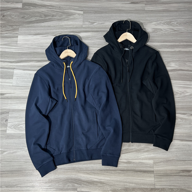 全棉水洗针织毛圈连帽卫衣开衫