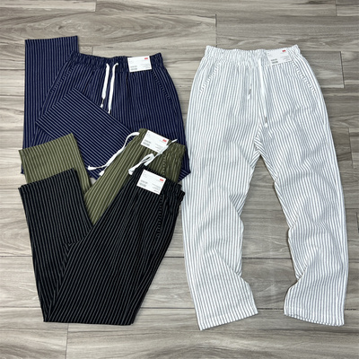 春夏透气薄款休闲裤竖条纹长裤