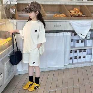 女童休闲运动服套装夏季洋气中大童小女孩短袖短裤时髦炸街两件套