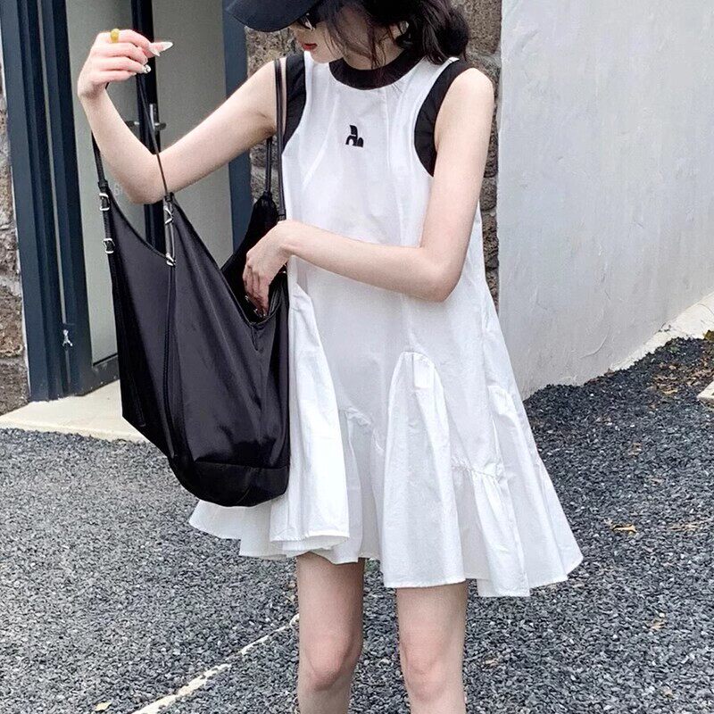女童韩系连衣裙夏季洋气中大童无袖背心裙小女孩中长款休闲T恤裙