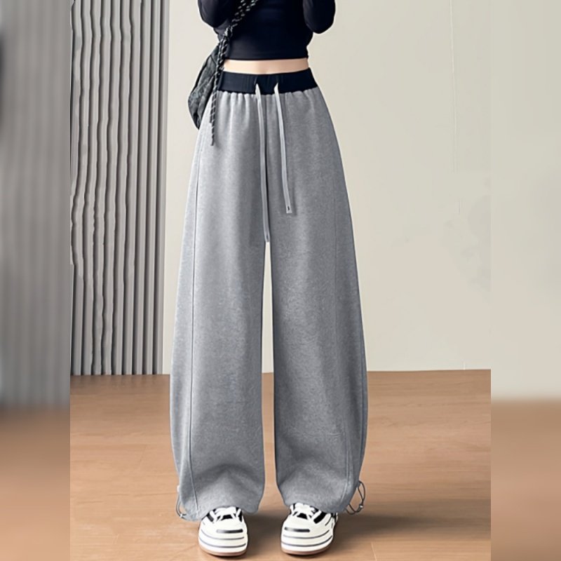 浅灰色束脚卫裤女春秋季2026年新款高腰宽松显瘦百搭休闲运动裤子,女装/女士精品,休闲裤,淘宝优惠券,粉丝福利购,淘宝优惠卷