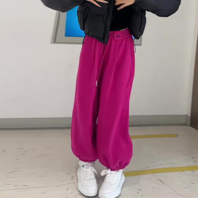 玫红色弯刀卫裤春秋季2026新款今年流行爆款女超火裤子休闲阔腿裤