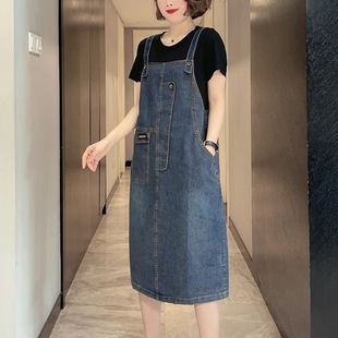 显瘦裙子 小个子两件套牛仔连衣裙吊带背带裙2025夏季 大码 女装 新款