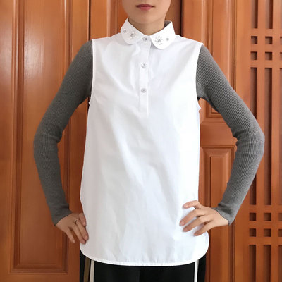 冬季内搭有领背心钉珠无袖打底衫