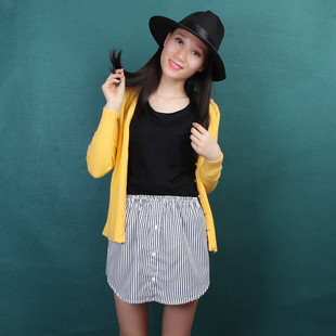 优美LF日系秋冬季薄款短裙条纹半身裙子女 2022款 下摆裙打底