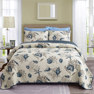 秋冬新款床盖单件三件套纯棉全棉绗缝被四季通用外贸韩国夹棉床单