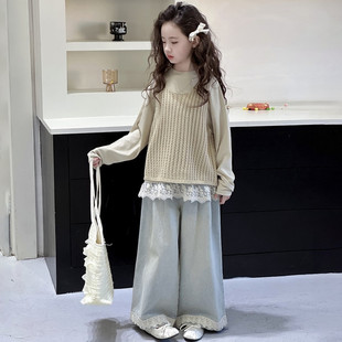 女童超好看春装套装开春马甲三件套长袖韩系高级感穿搭2026新款潮