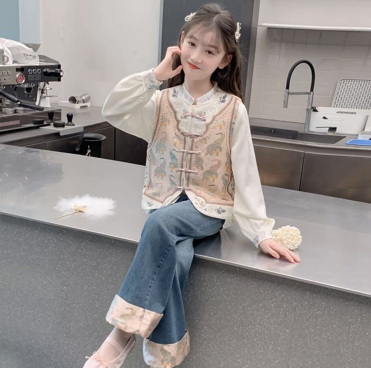 女童春秋国风汉服新款三件套