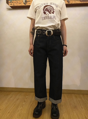 D.stomach直筒宽松赤耳12OZ牛仔裤养牛阿美咔叽休闲长裤男女复古