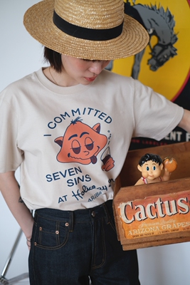买梦想的奶奶7 sins七宗罪乳白色复古古着vintage风格短袖潮男女