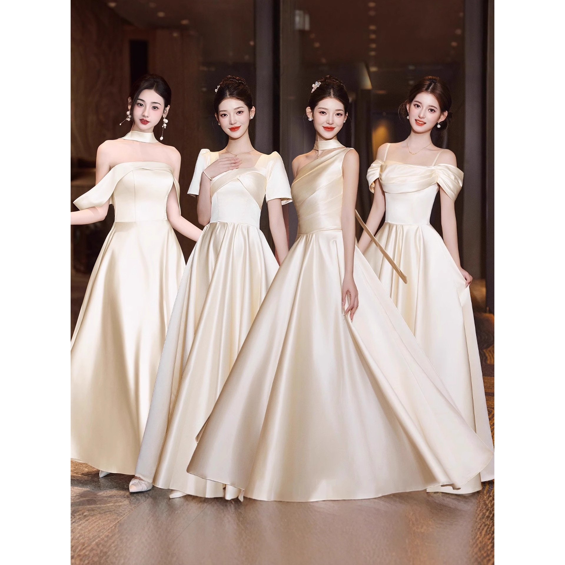 伴娘服2025新款秋冬香槟