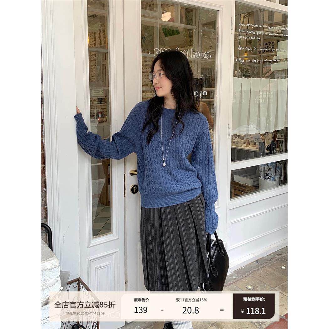 灰色波点百褶裙女秋冬高腰长款半裙新款小个子半身裙