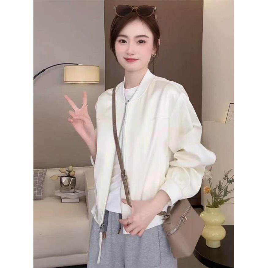 高端休闲圆领短棒球制服夹克为妇女春天新的宽松修身夹克上衣为小