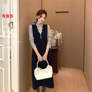 芝士Cheese◆律政佳人秋冬法式优雅气质显瘦无袖背心波点连衣裙女