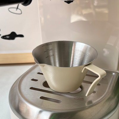 304金属量杯意式浓缩咖啡盎司杯不锈钢萃取杯带嘴带刻度杯100ml